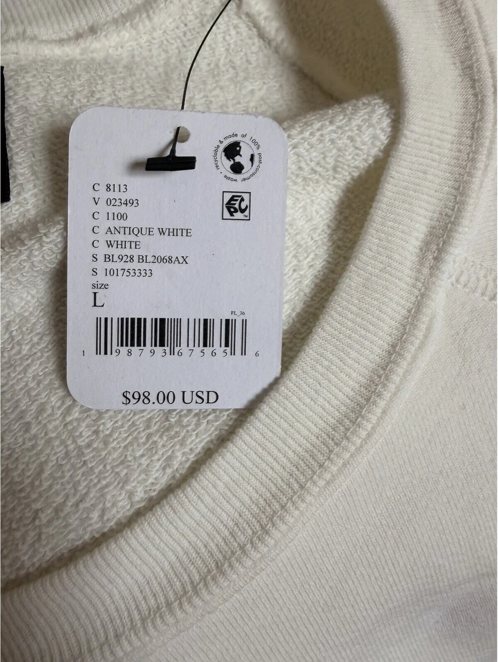 Free People Retrobrand California Classic Crewneck Oversized Sweatshirt, Cream